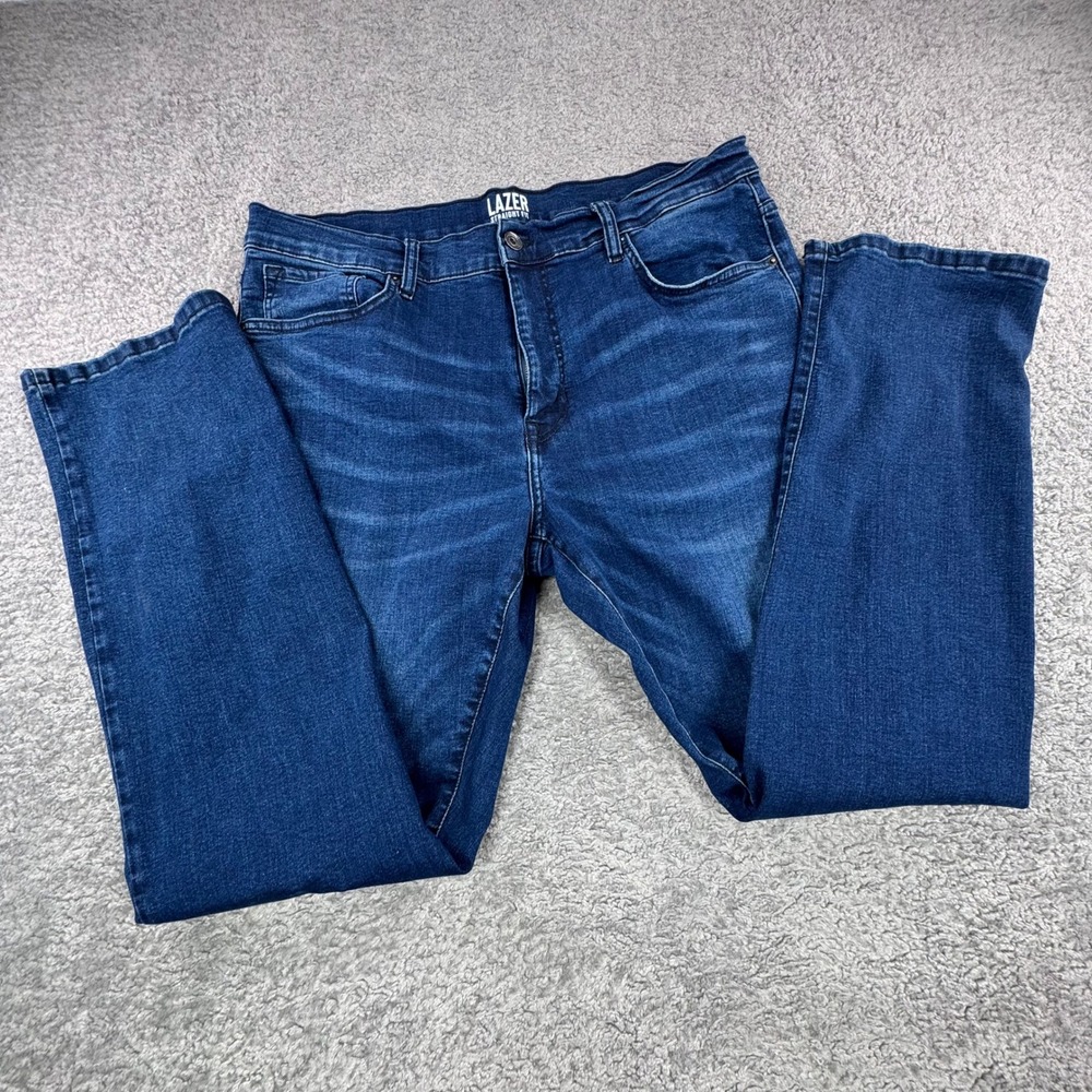 Lazer Mens Straight Fit Dark Wash Stretch‎ Denim Jeans Blue 38x32 SOULIN 0523